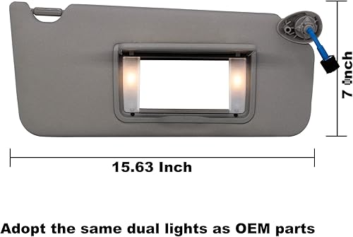Miniatura 4 de NHILES Visera solar derecha para pasajero compatible con Honda Accord 2008 2009 2010 2011 2012 2013 2014 2015 2016 2017 con luz de repuesto #