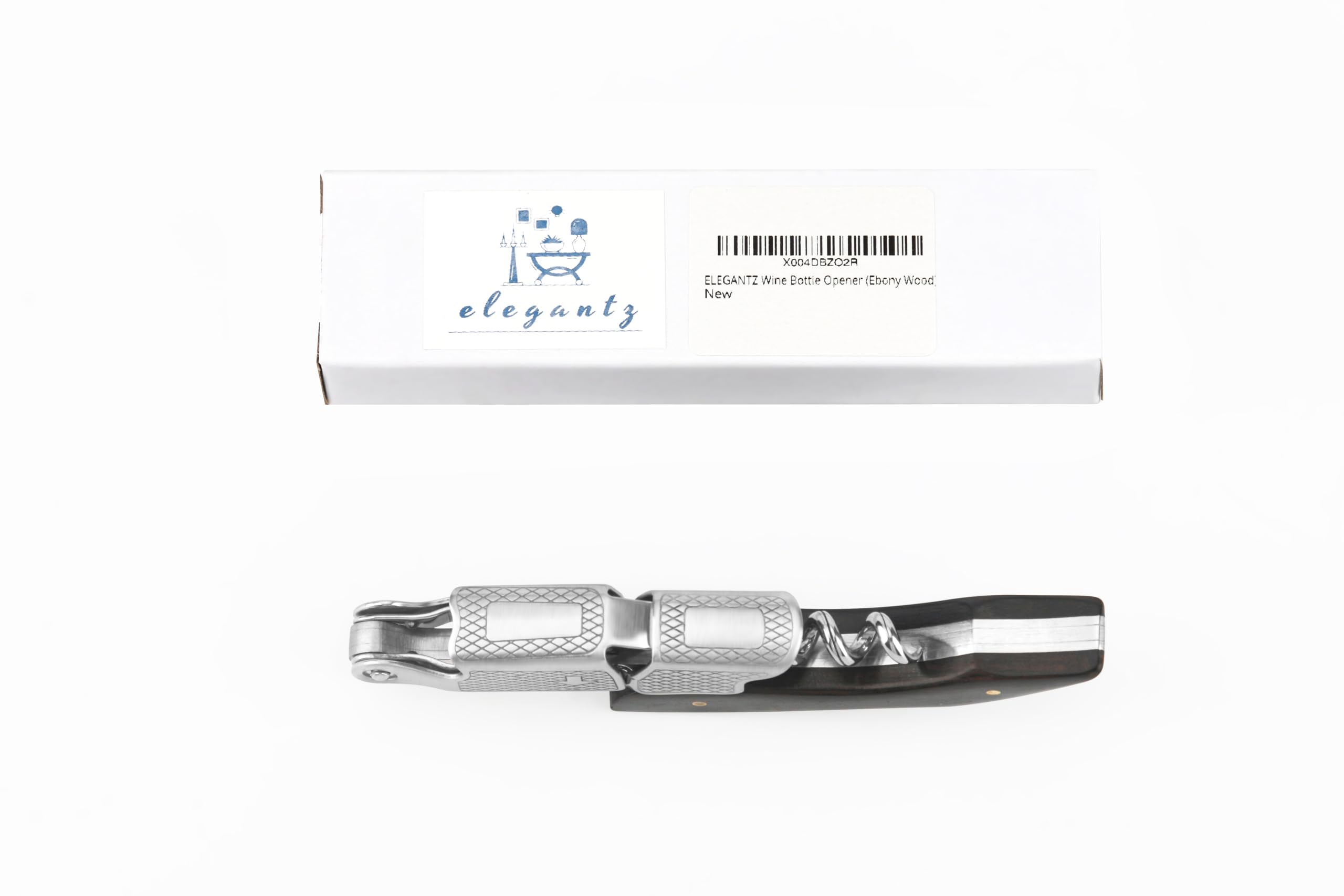 ELEGANTZ Abridor de botellas de vino, sacacorchos, abridor de botellas de vino multifuncional con cortador de papel de aluminio y abridor de botellas de cerveza, mango ergonómico de madera, madera de