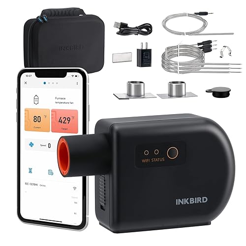 INKBIRD ISC-027BW - Controlador de temperatura para ahumador con WiFi y Bluetooth, termómetro de parrilla con 4 sondas para huevo verde grande,