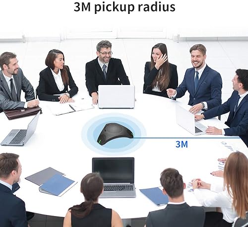 Miniatura 6 de Altavoz de conferencia USB con micrófono omnidireccional 360 para 8-10 personas, reducción de ruido DSP inteligente para reuniones de video (gris)