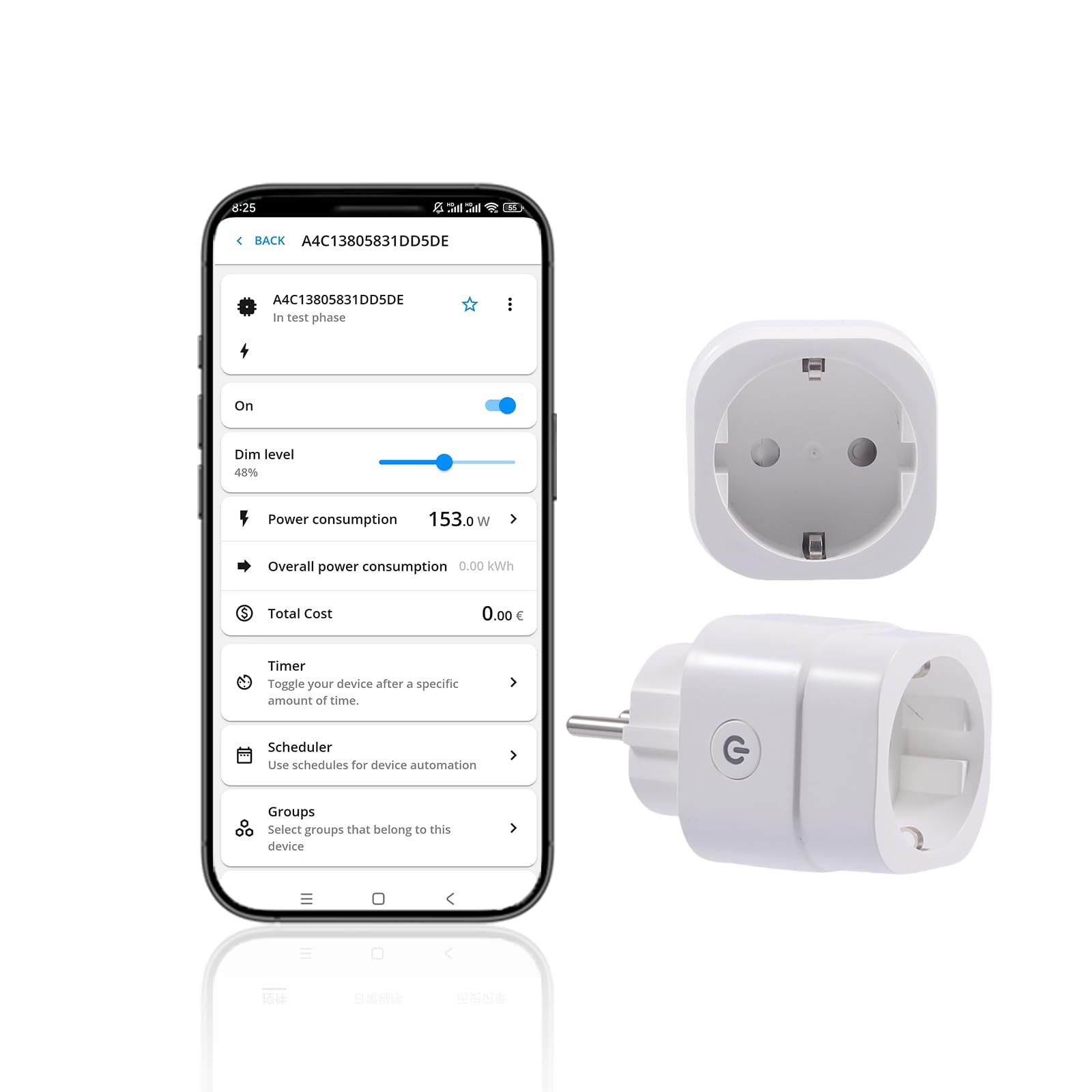 Zigbee Smart Dimmer-Stecker mit Energiemesser, Zeitplanfunktion, Überlastschutz