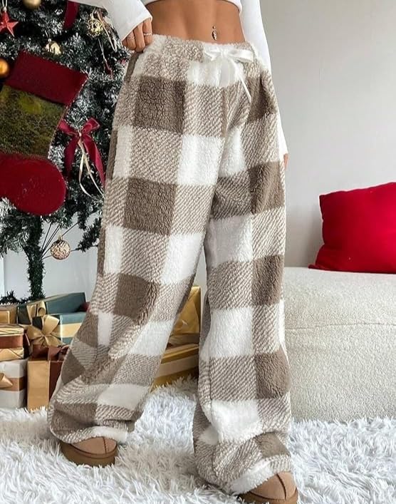 Image of Leopard Pants Women Therian Fuzzy Pajama Pants Y2k Cheetah Pants Grunge High Waisted Fluffy Pants