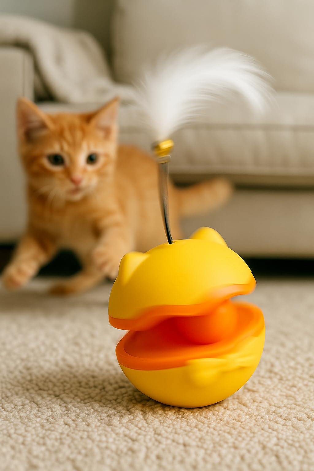 Busstier Kedi Interaktif Hareketli Tüy Oyuncağı 360° Dönen Mekanik Akıllı Kedi Topu Otomatik Dönen Kuyruklu Tüy Oyuncak Kediler İçin Etkileşimli Eğlence Oyuncağı Pil Dahil Değil Asorti Renkli