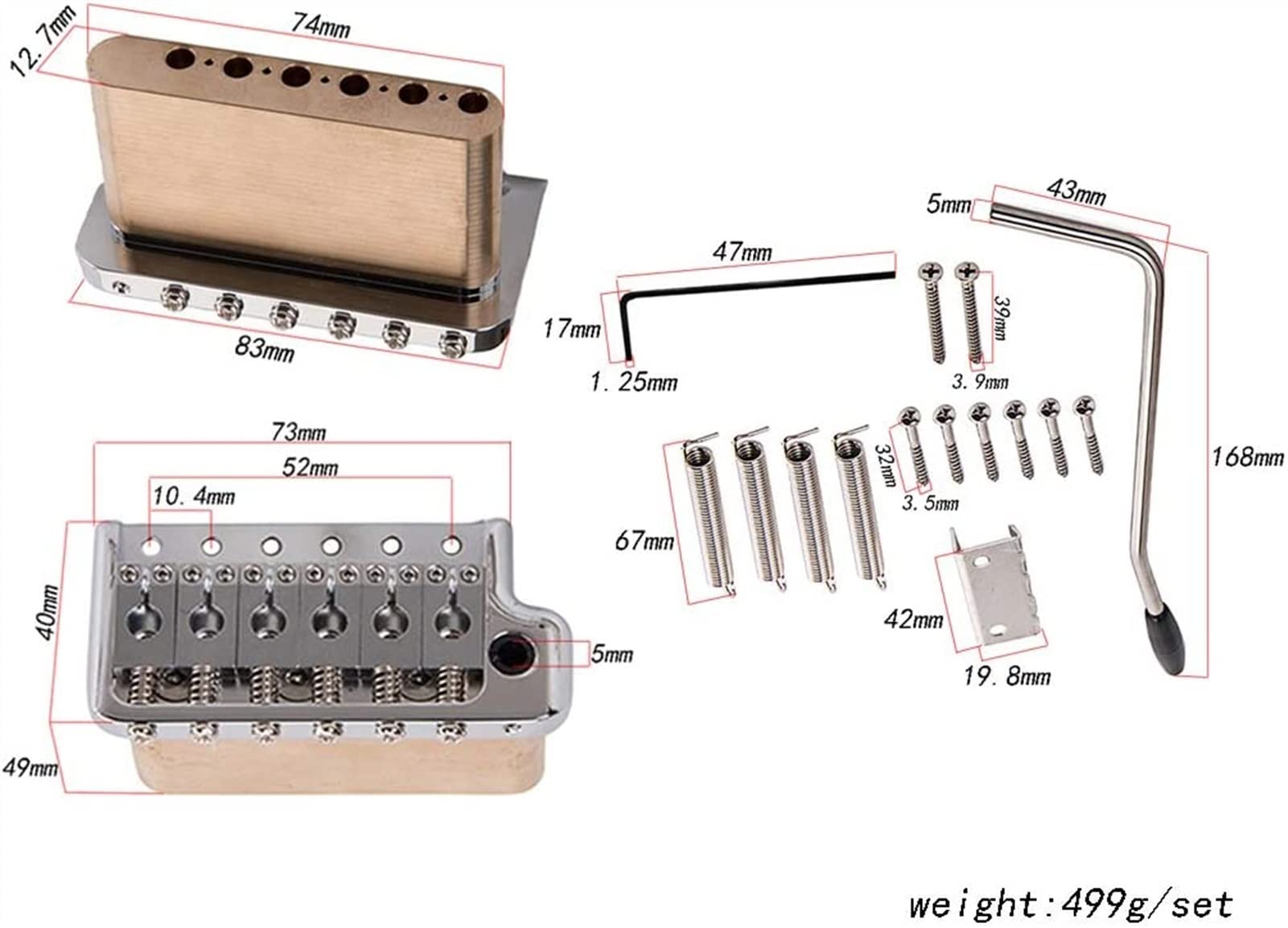 Parti di ricambio chitarra Guitar Electric Tremolo System Brass Bridge Bridge E Selle In Acciaio Inox Per Stratocaster Sostituzione Della Chitarra
