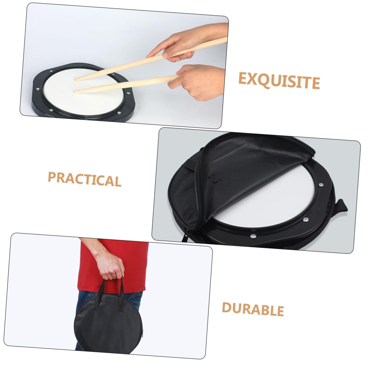 FRCOLOR Set de Práctica para Tambores Baquetas, Almohadilla Flexible de 10 Pulgadas en Abs, Ligera y Fácil de Transportar para Bateristas y Niños