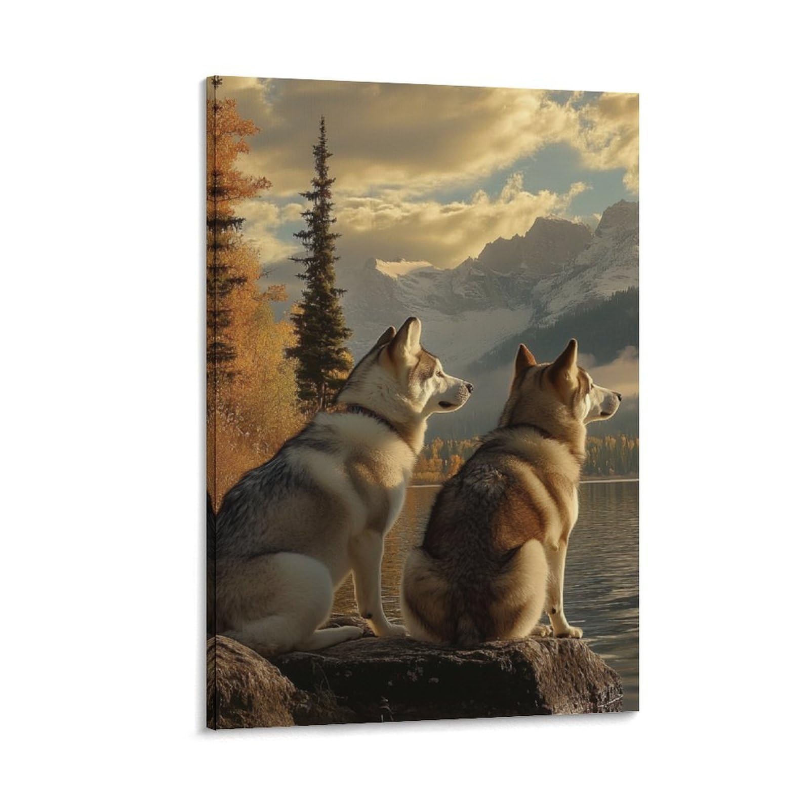 DHBANEIOK Siberian Husky Canvas Print Colourful Wall Art -Modern Room Bedroom Piece Home Decor Interior Design 16x24inch(40x60cm)