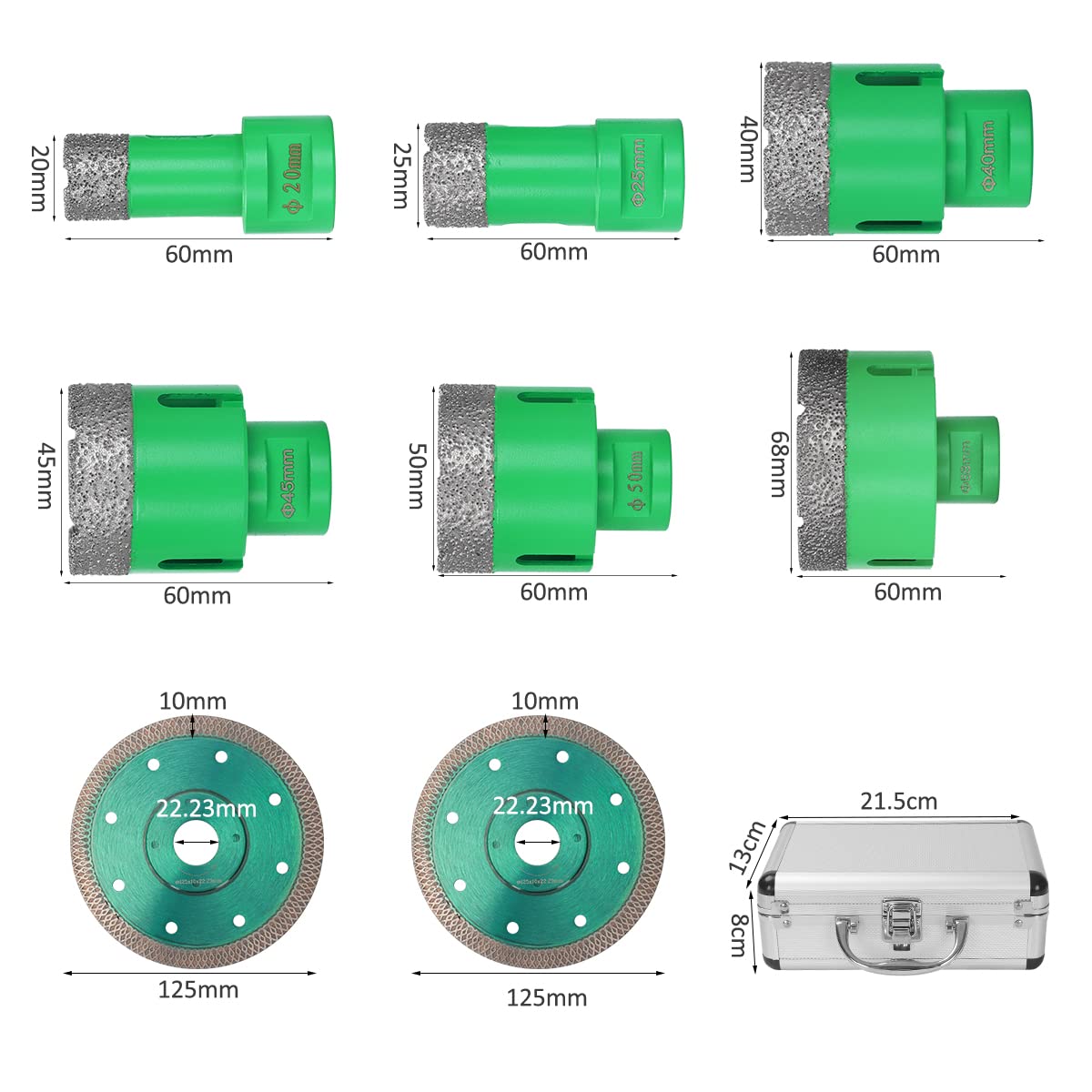 Snowtaros Diamond 6-piece SAW_BLADE set for Marble Fast drilling speed, Round hole without gap, Portable, Compact - Image 2