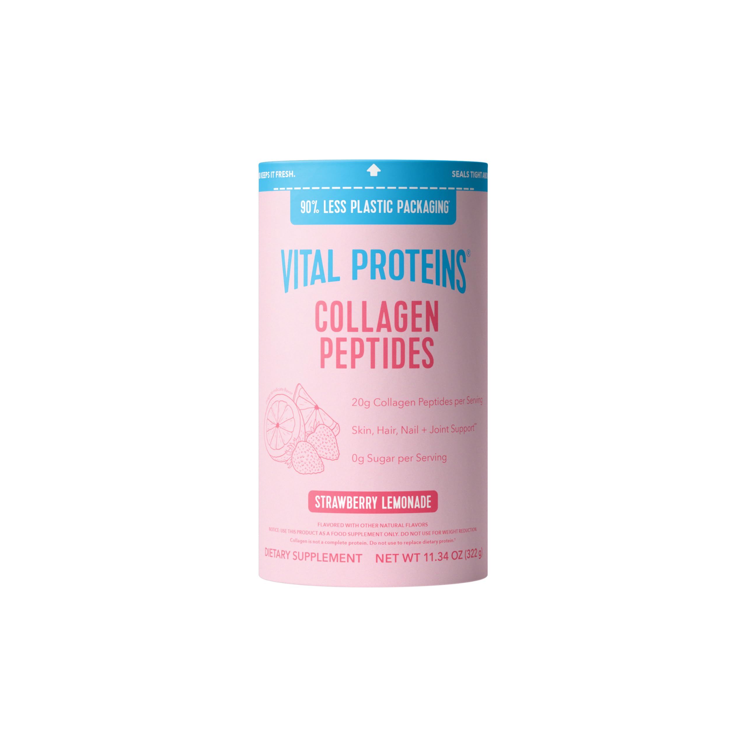 Vital Proteins Strawberry Lemonade Collagen Peptides Powder, 11.34oz (321g) | Hair, Skin, Bone & Joint Support