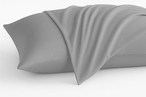 Miniatura 4 de Funda de almohada de viaje para niños color gris plateado sólido de 63 x 79in cierre de cremallera de 2 fundas de almohada de 600 hilos 100 algodón