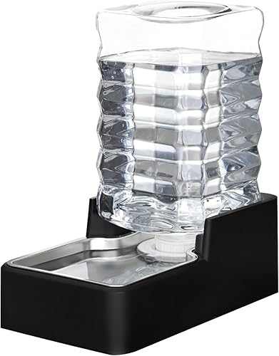 RIZZARI Dispensador de agua para mascotas de acero inoxidable cuenco de gravedad automático a prueba de fugas de 7 litros grande para gatos perros
