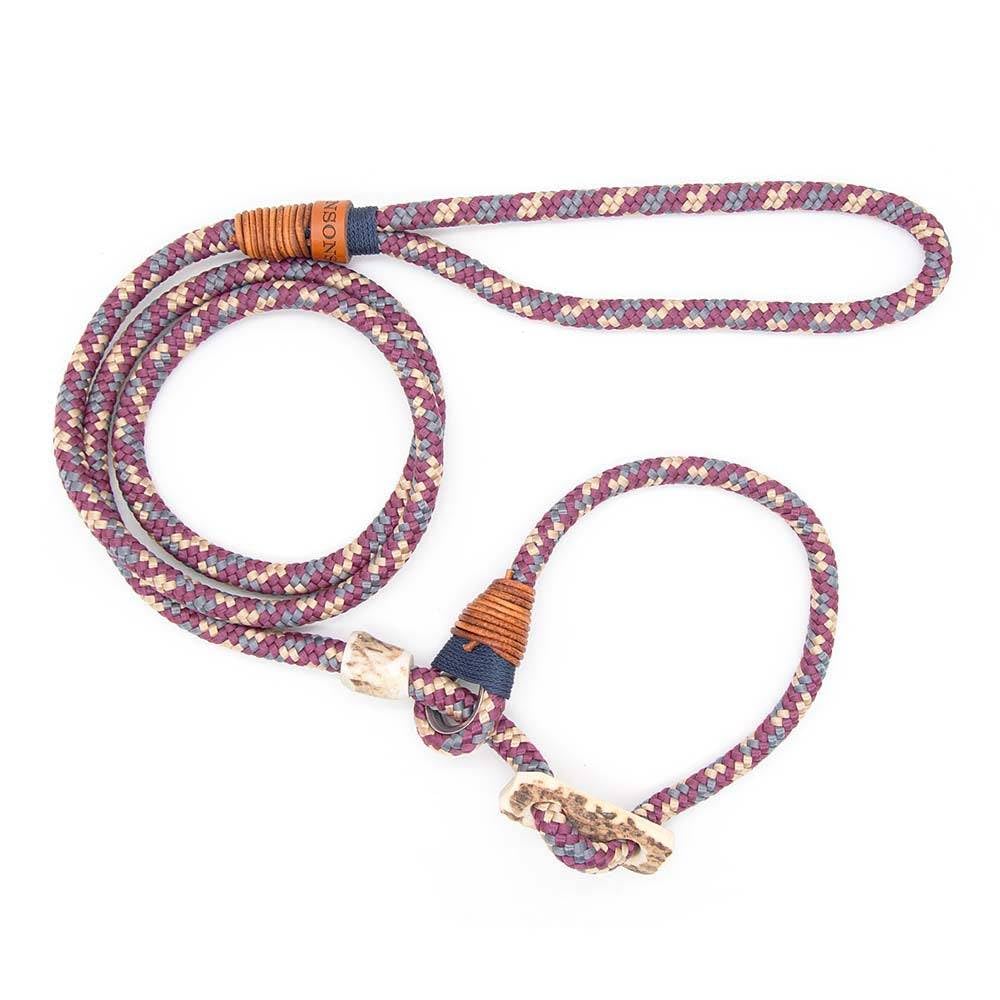 Retriever-Leine/Moxonleine Elegant-Style | handgefertigte Hundeleine aus Tau mit Halsbandfunktion & Horn-Stopper | 8mm – besonders leicht & handlich | Training, Alltag & Spaziergang