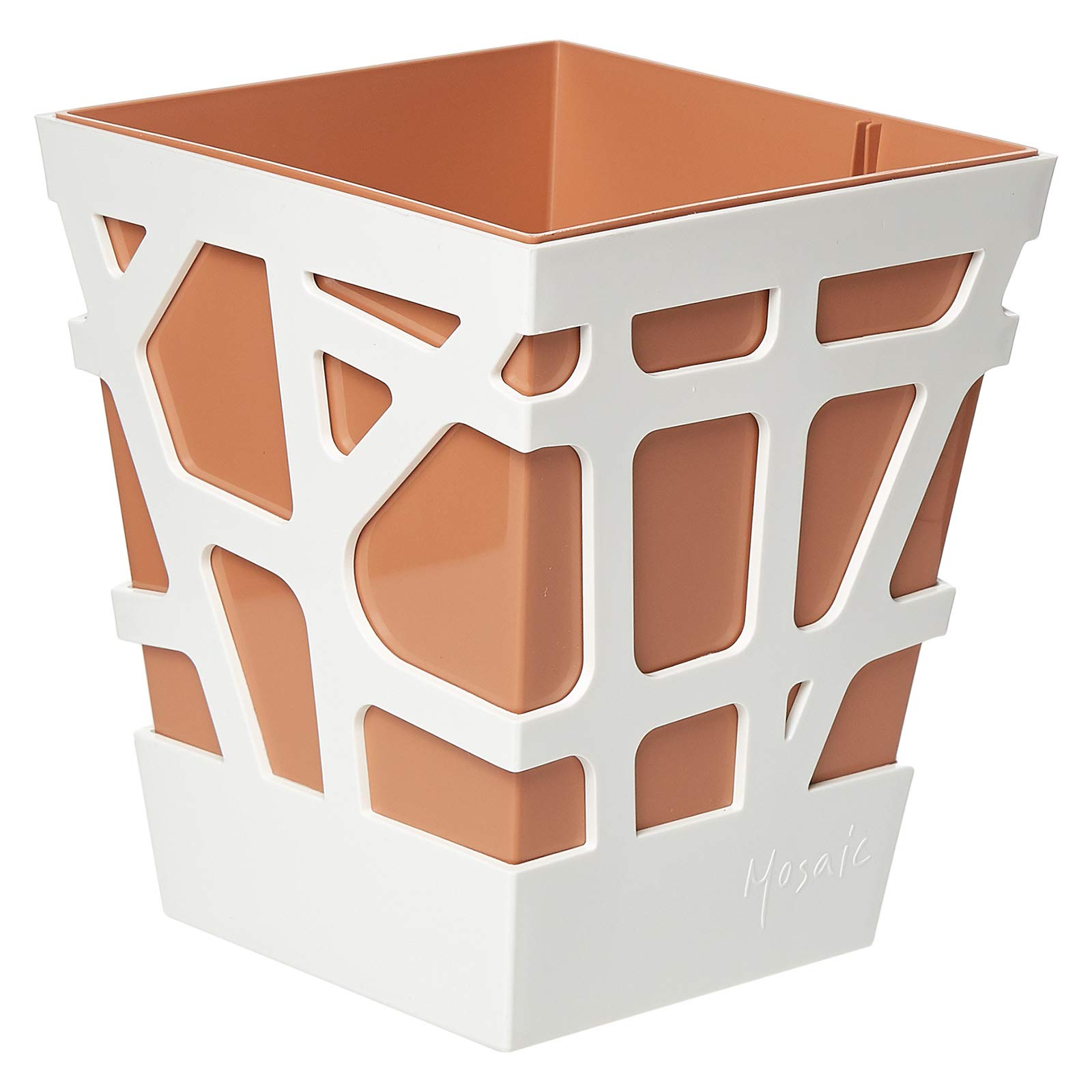 IDeLMosaic Quadro 17 Pot for Plants - White & Terra