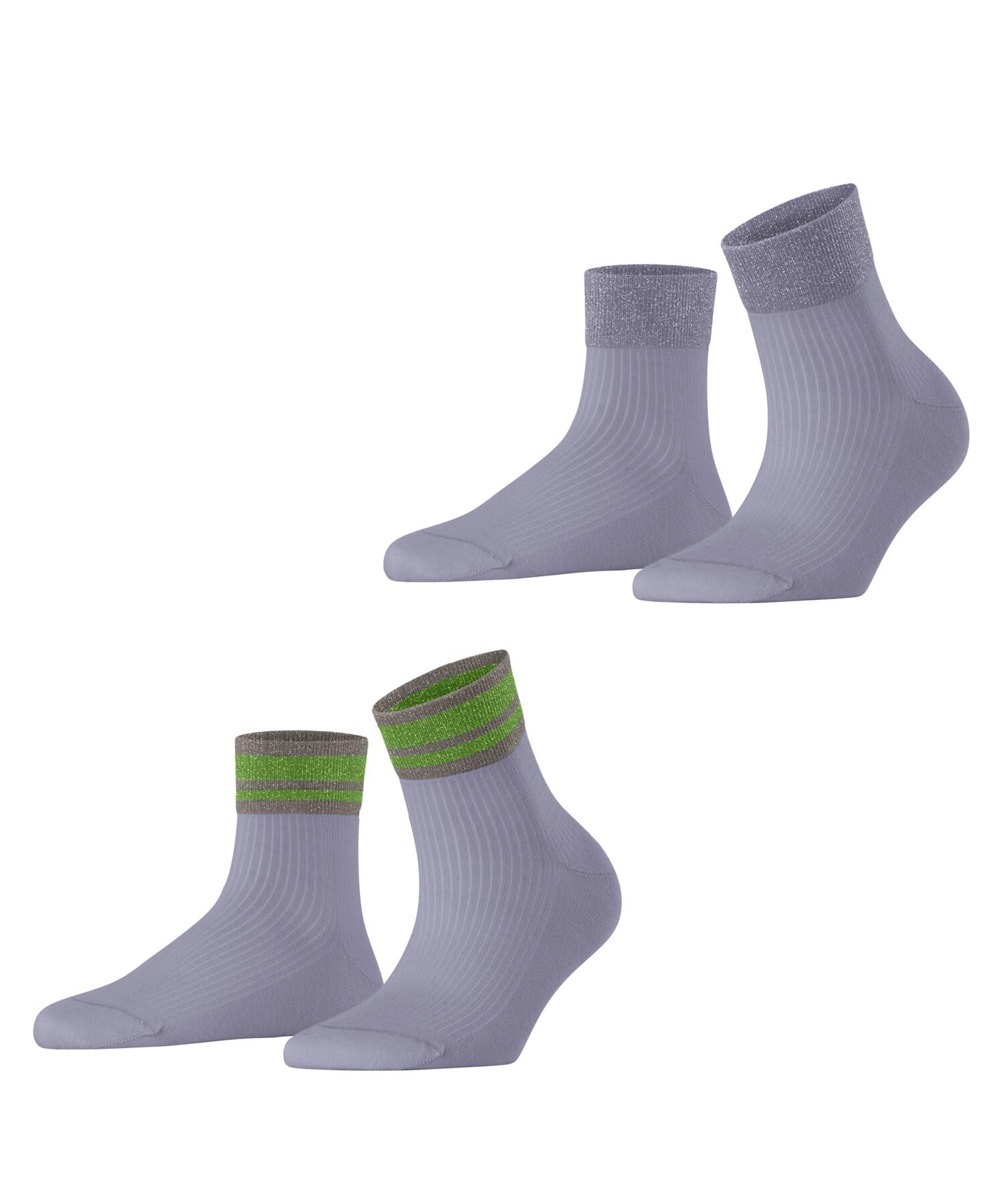 ESPRIT Women's Retro Glitter Multipack W Sso Cotton Patterned 2 Pairs Socks, Blue Fog 6850, 2.5-5