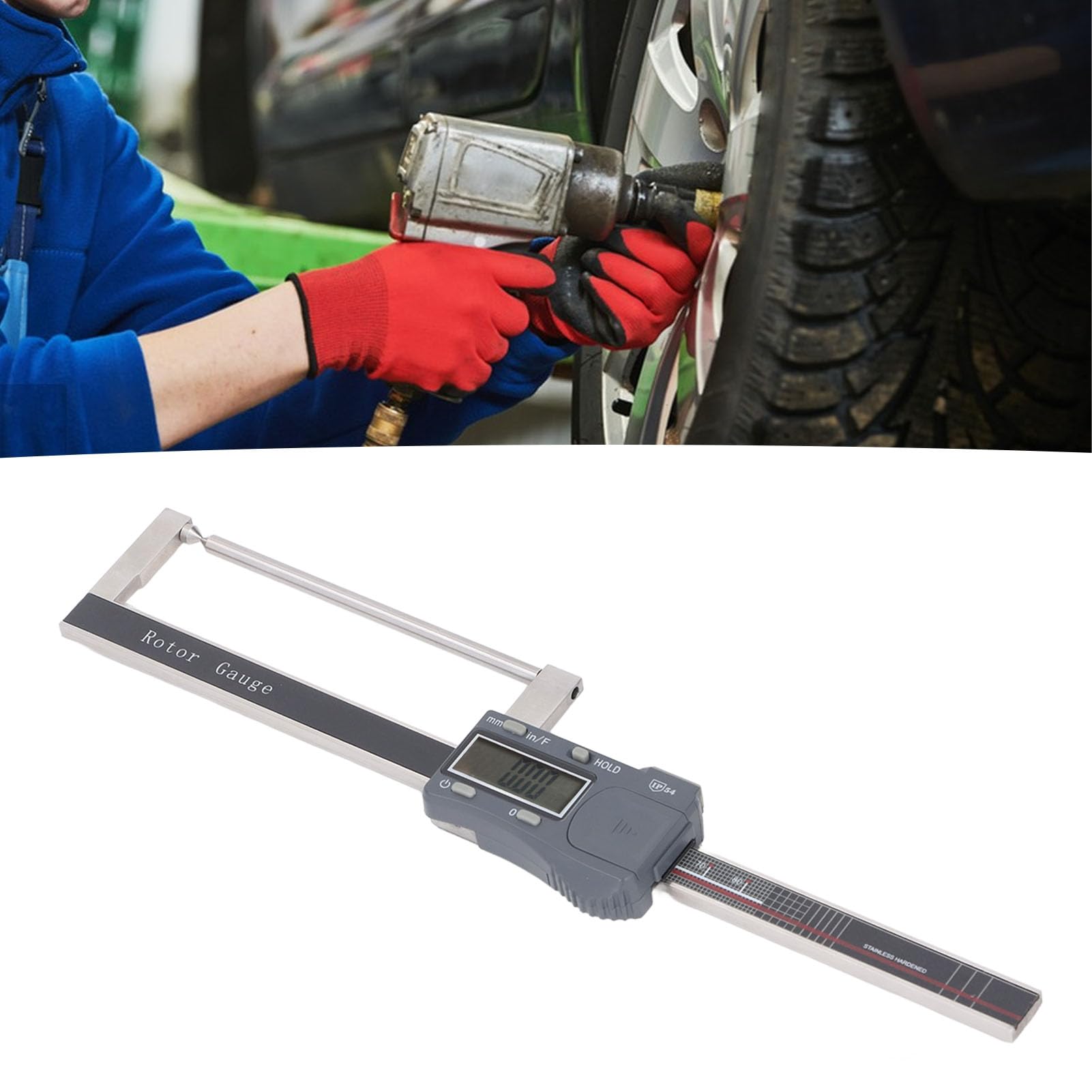 Medidor digital de rotor de freno Pantalla electrónica Espesor de pared Calibrador Vernier Acero inoxidable de grado industrial para pastillas de freno automotrices y medición de