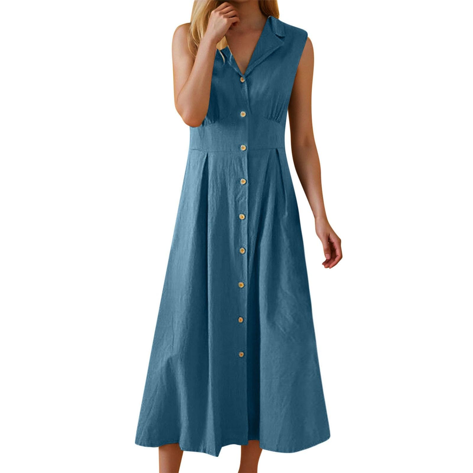 LYGBAOFUL Letnia sukienka Sukienka damska Casual Sukienka damska z długim zapięciem na guziki na co dzień Wakacje - Elegancka Wygodna odzież letnia Stylowa Można łączyć z dodatkami