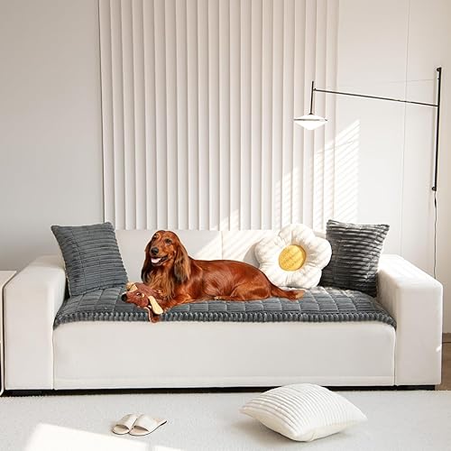 Funda de sofá mullida para mascotas, fundas de sofá para perros, lavable, antideslizante, protector de cojín, apto para mascotas