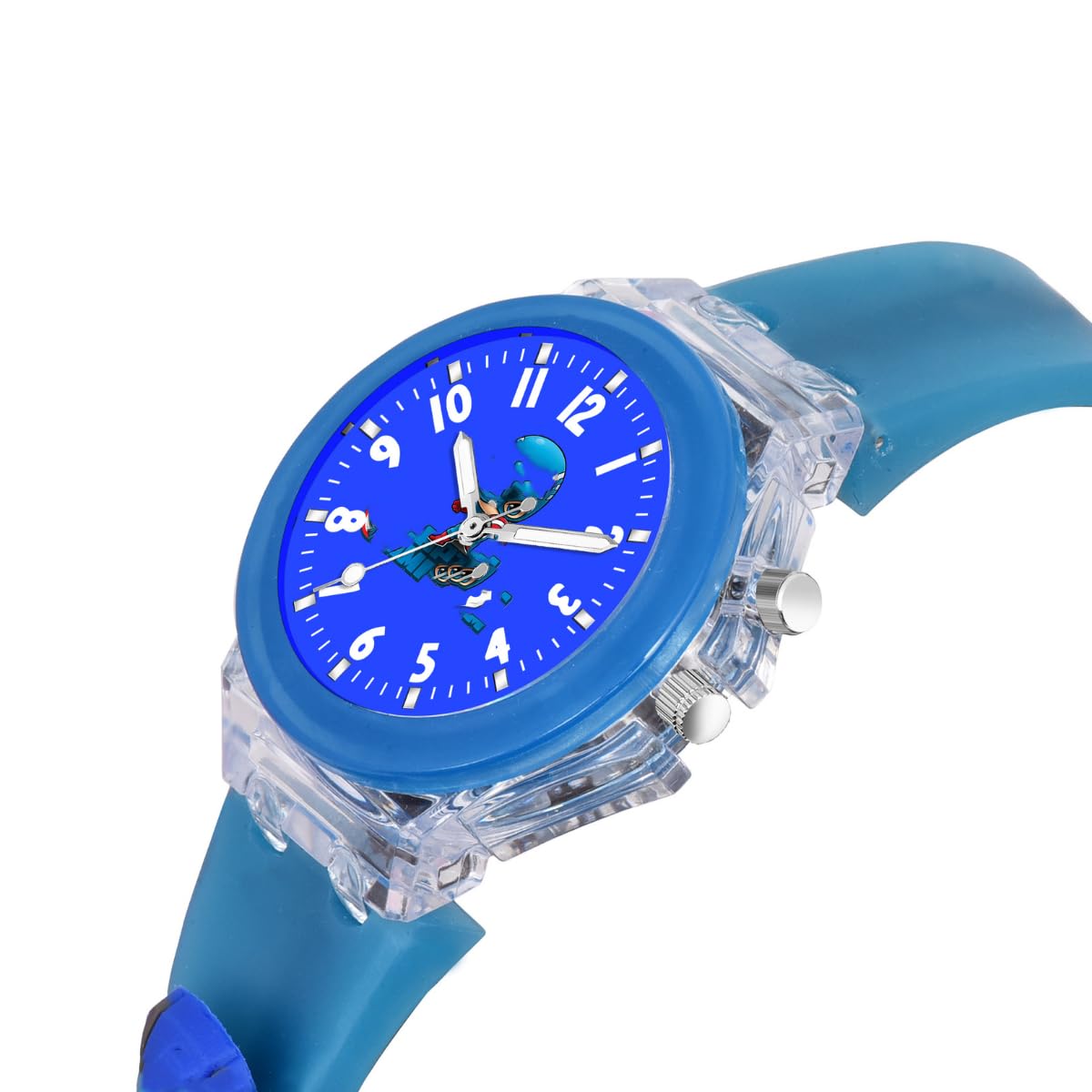 ON TIME OCTUS Resin Kids Analouge Multi-Color Light Cute 3D Cartoon Character Boys And Girls Watch (Multicolour Dial & Colored Strap) (Blue 2)