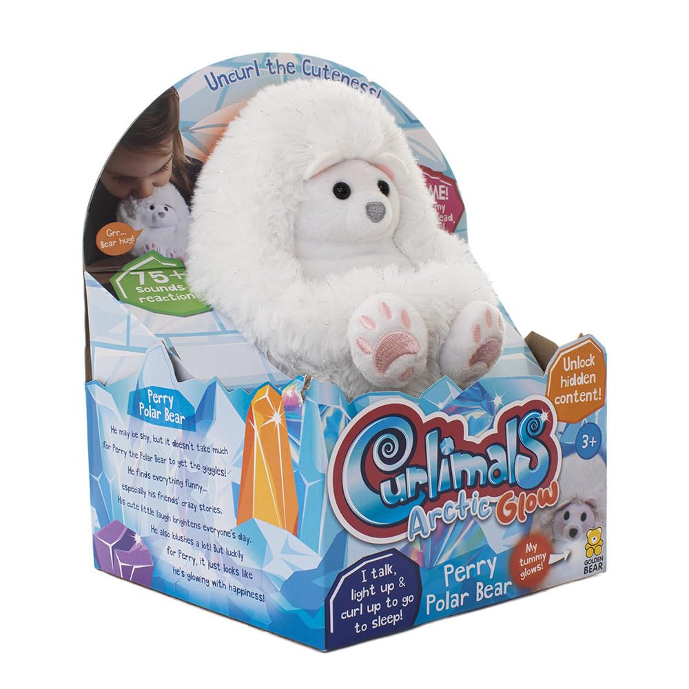 Arctic Glow Perry Polar Bear: Interactive Soft Plush Cuddly Animal Toy with Over 75 Sounds and Reactions, White