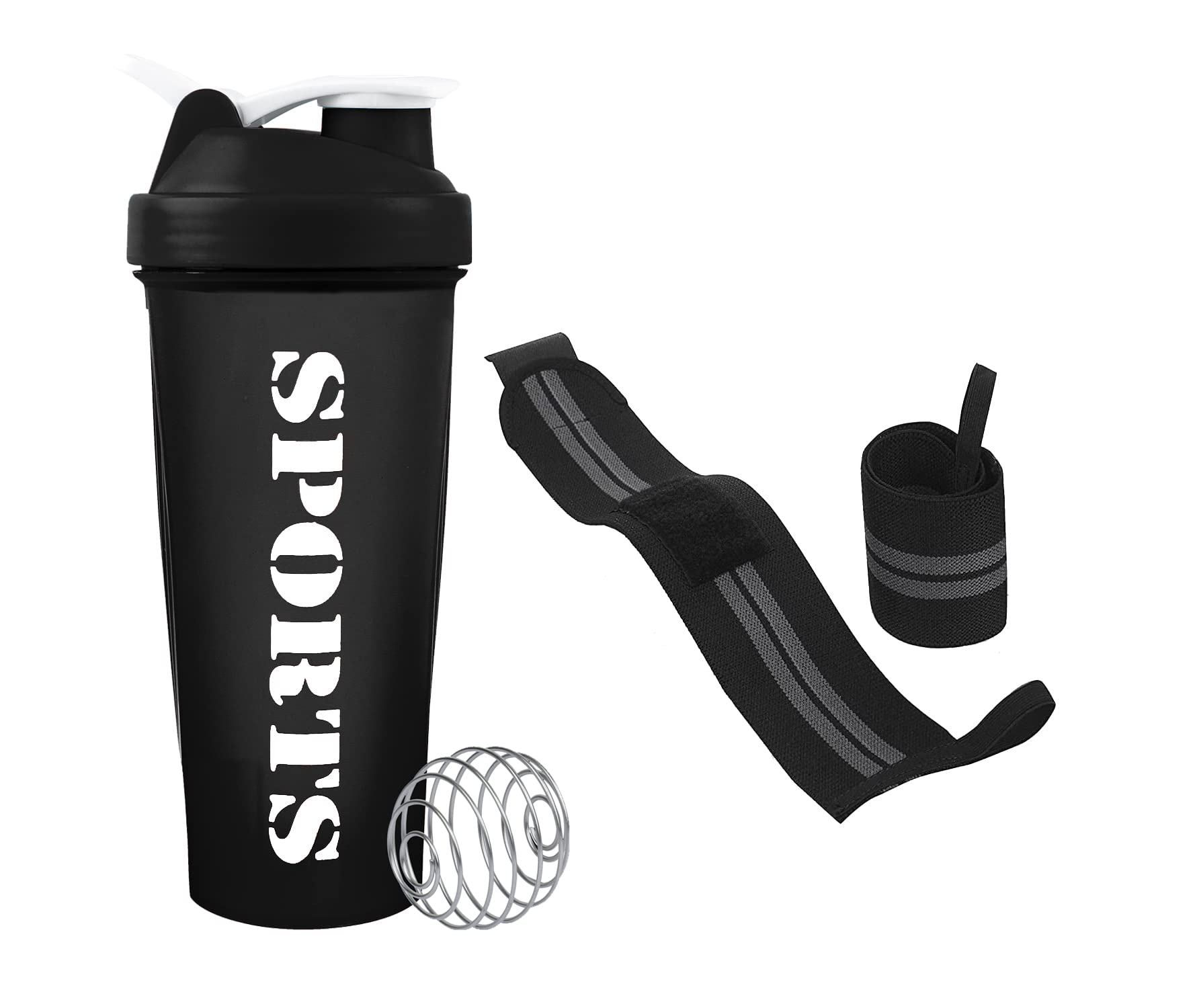True Indian Shaker Bottle Quality Sports Protein Shaker Bottle with Wrist Support Band for Workout & Exercise l Weightlifting l Powerlifting l Wrist Wrap l Gym Shaker l Shaker Bottle.(600ml)