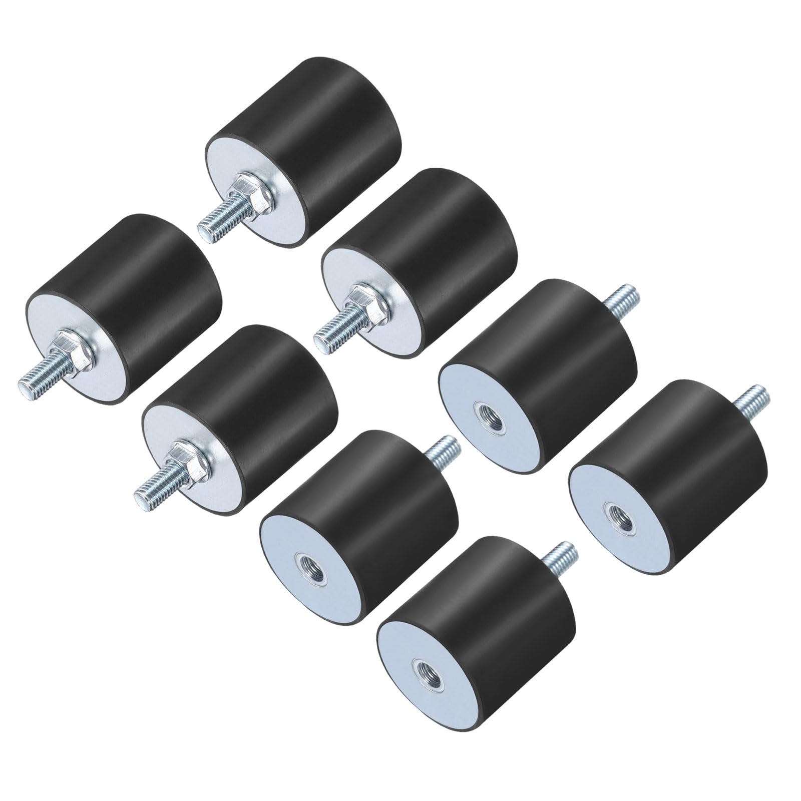 QUARKZMAN 8pcs Supporti Antivibranti In Gomma M8x23mm Con Perno 40x40mm Maschio Femmina Ammortizzatori Di Vibrazioni Zincati Supporti Cilindrici Antivibranti Con 8 Dadi Di Bloccaggio M8