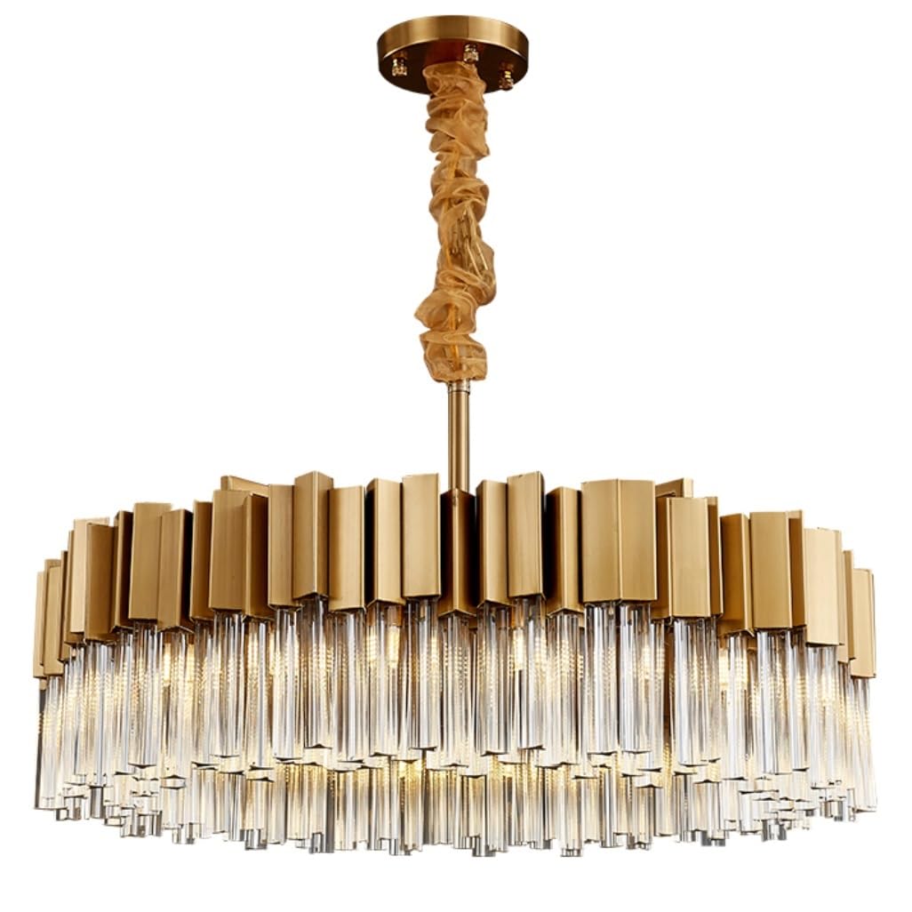 Lampa Wisząca, Restauracji, Kryształowy Okrągły Żyrandol Ze Stali Nierdzewnej Lampy Wiszące Do Salonu Jadalnia Sypialnia Home Decor Wewnętrzne(80cm)