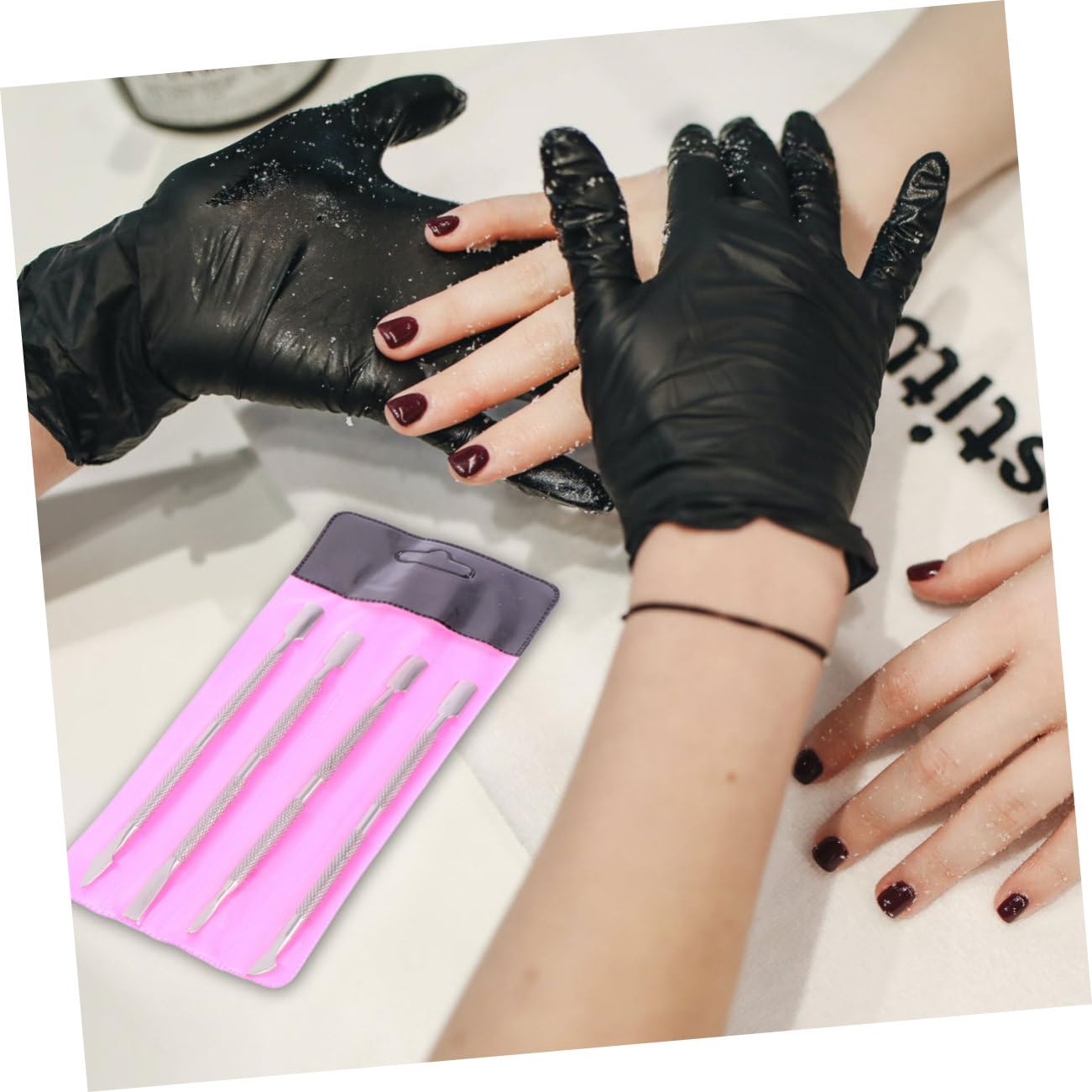 NULYLU Nail Cuticle Remover Tool Kit 8pcs Professional Push Sticks Cleaner for Salon Home