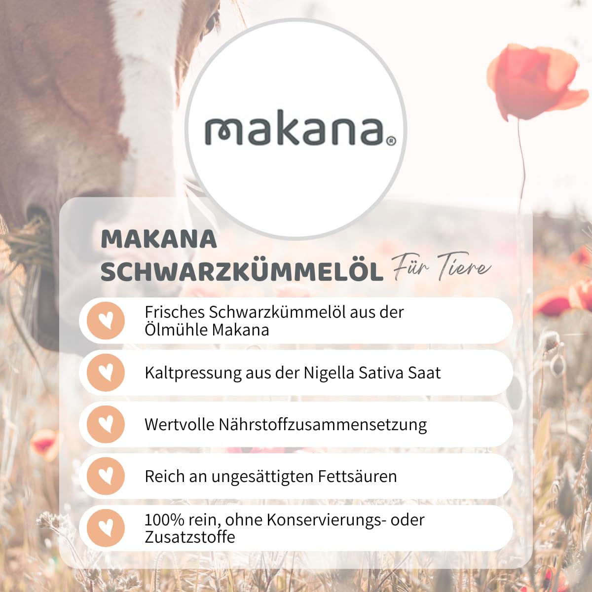 Makana - Aceite de comino Negro para Animales, prensado en frío, 100% Puro, Botella dosificadora de Polietileno de 1000 ml (1 x 1 l)