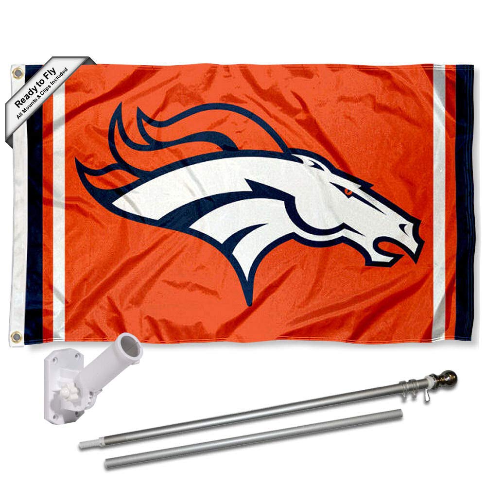 WinCraft Denver Broncos Orange Flag Pole and Bracket Kit