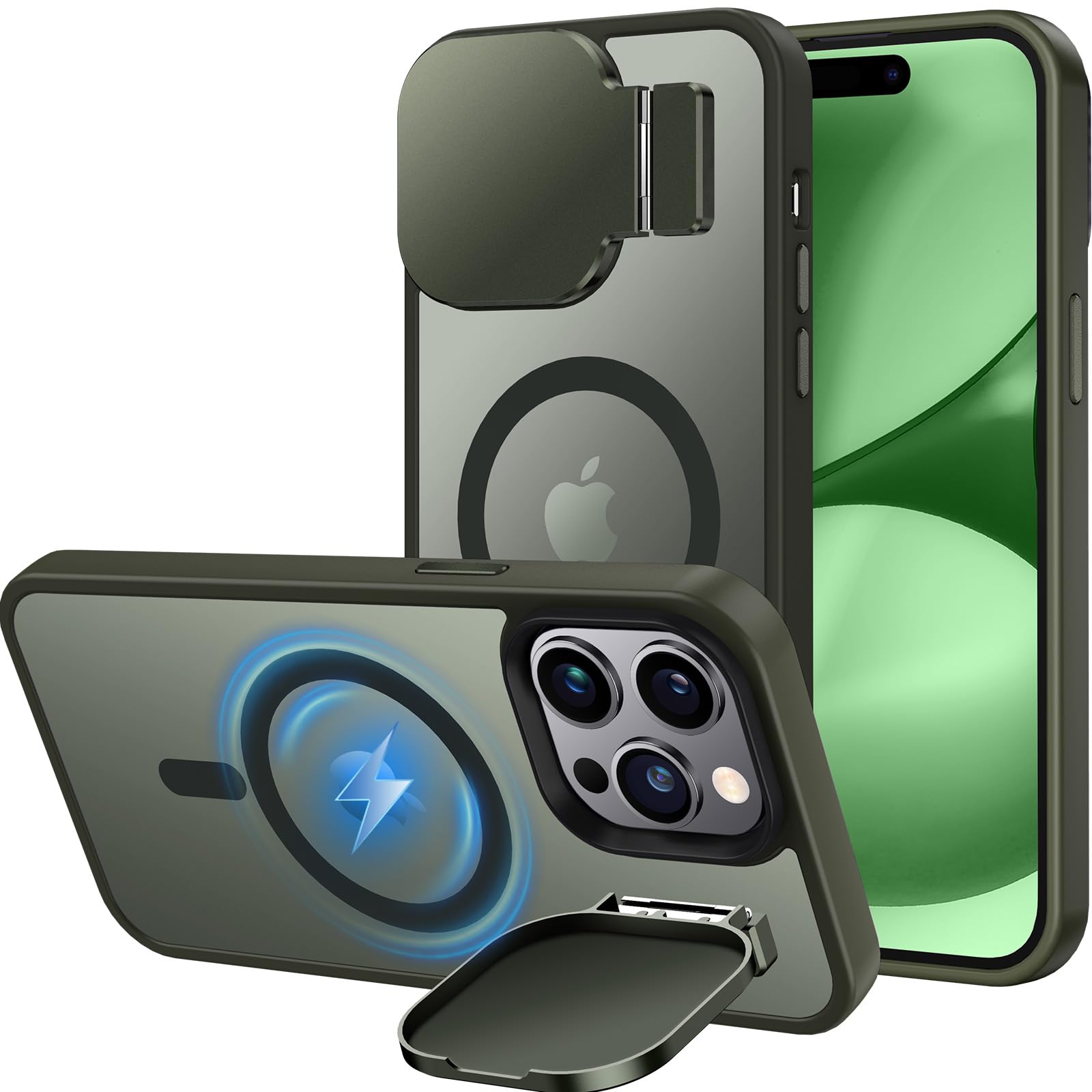 Silverback for iPhone 14 Pro Max Case with Camera Cover, MagSafe-Compatible Case with Stand, Translucent Matte Shockproof Phone Case for iPhone 14 Pro