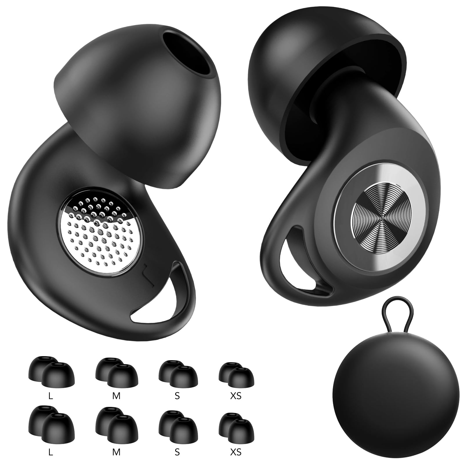 Ear Plugs for Sleeping Noise Cancelling 45dB, Reusable Silicone Earplugs with 8 Eartips and Travel Case, Soft Comfort Hearing Protection for Concerts, Snoring, Travel, Study (Black)