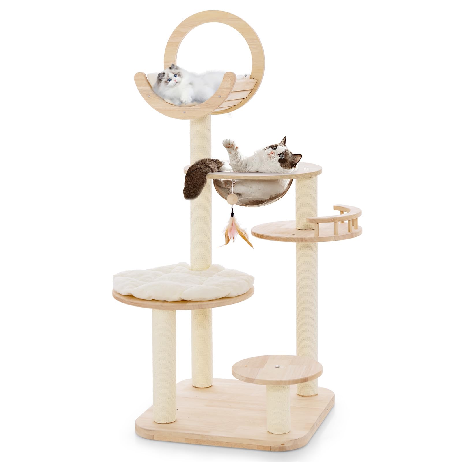 COSTWAY Cat Tree, Convertible Cats Climbing Tower with Scratching Posts, Space Capsule Bed, Hanging Toy, Washable Mats, Multi-level Kitten Activity Centre for Indoor Cats