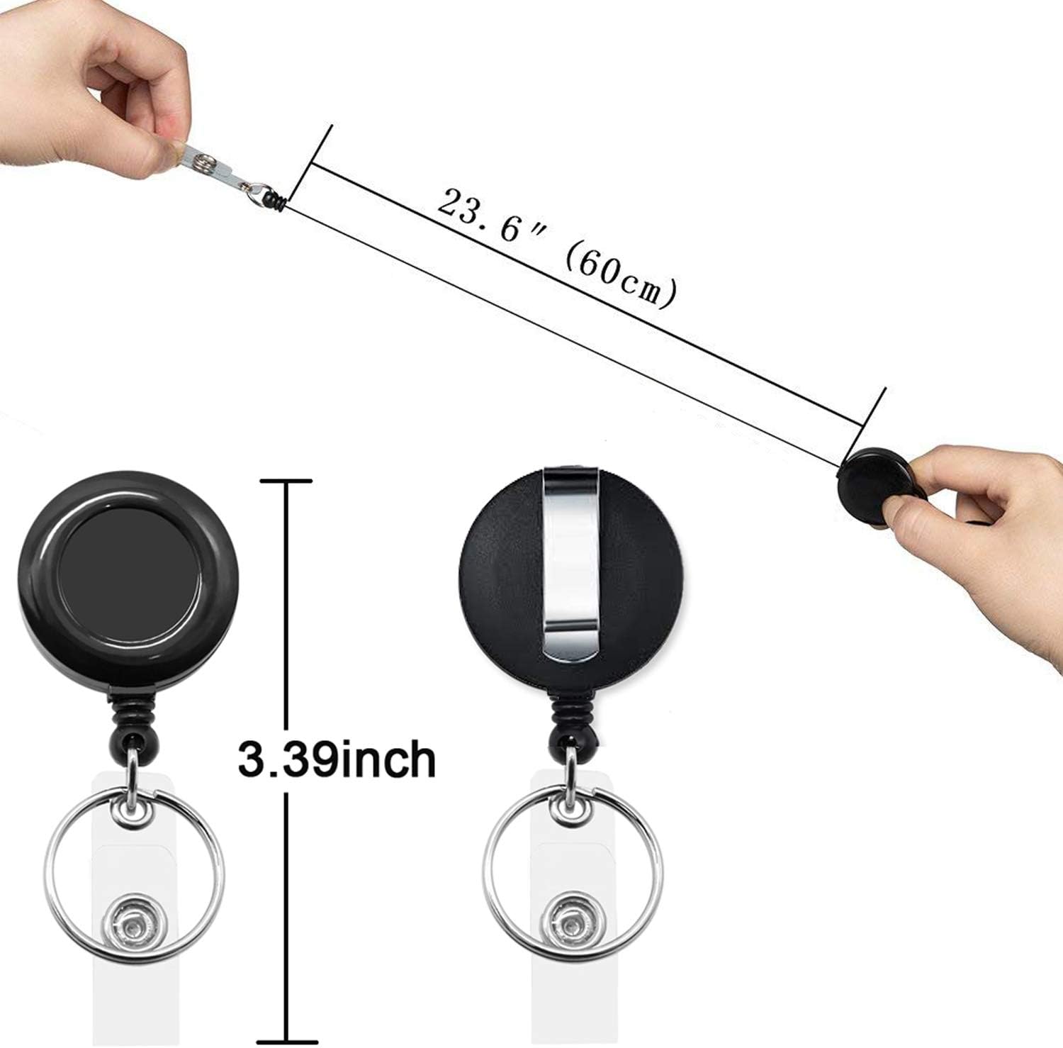 AMUU 6 Colors Lanyards Adjustable Extend Length with Vertical ID Badge Holder and Retractable Badge Reel,Red,Yellow,Black,Green,Purple,Royal Blue,6 Pack - Image 4