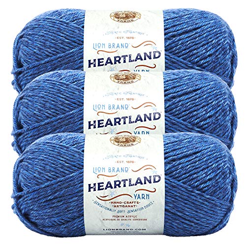 Image of Lion Brand Yarn Heartland Yarn, Worsted-Weight Yarn for Knitting, Crocheting, and Crafting, 3 Pack, Olympic