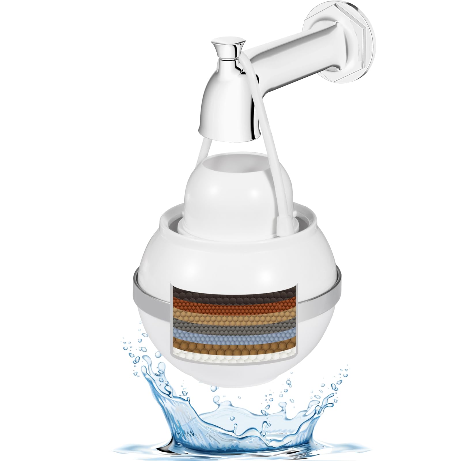 Bath Filter for Tub – 8-Stage Hotel Grade Filtration Water Filter for Softer Skin & Hair, BPA Free, 2,500 Gallons, Easy to Install (White)