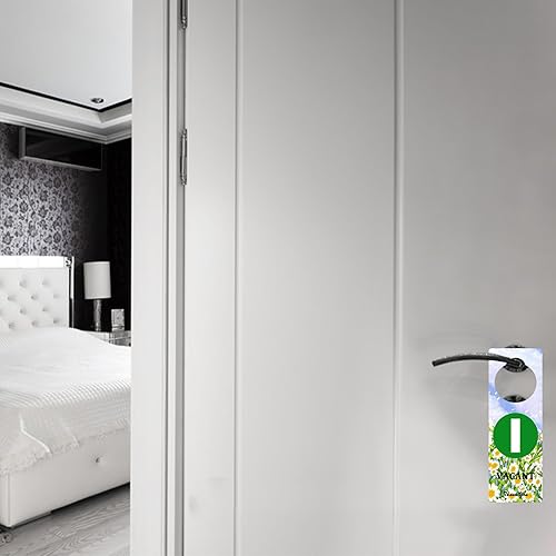 Miniatura 6 de Vacant Occupied Hanger Sign, paquete de 2, diseño de flores de doble cara, letrero para colgar puerta para el hogar, baño, oficina, estudio,