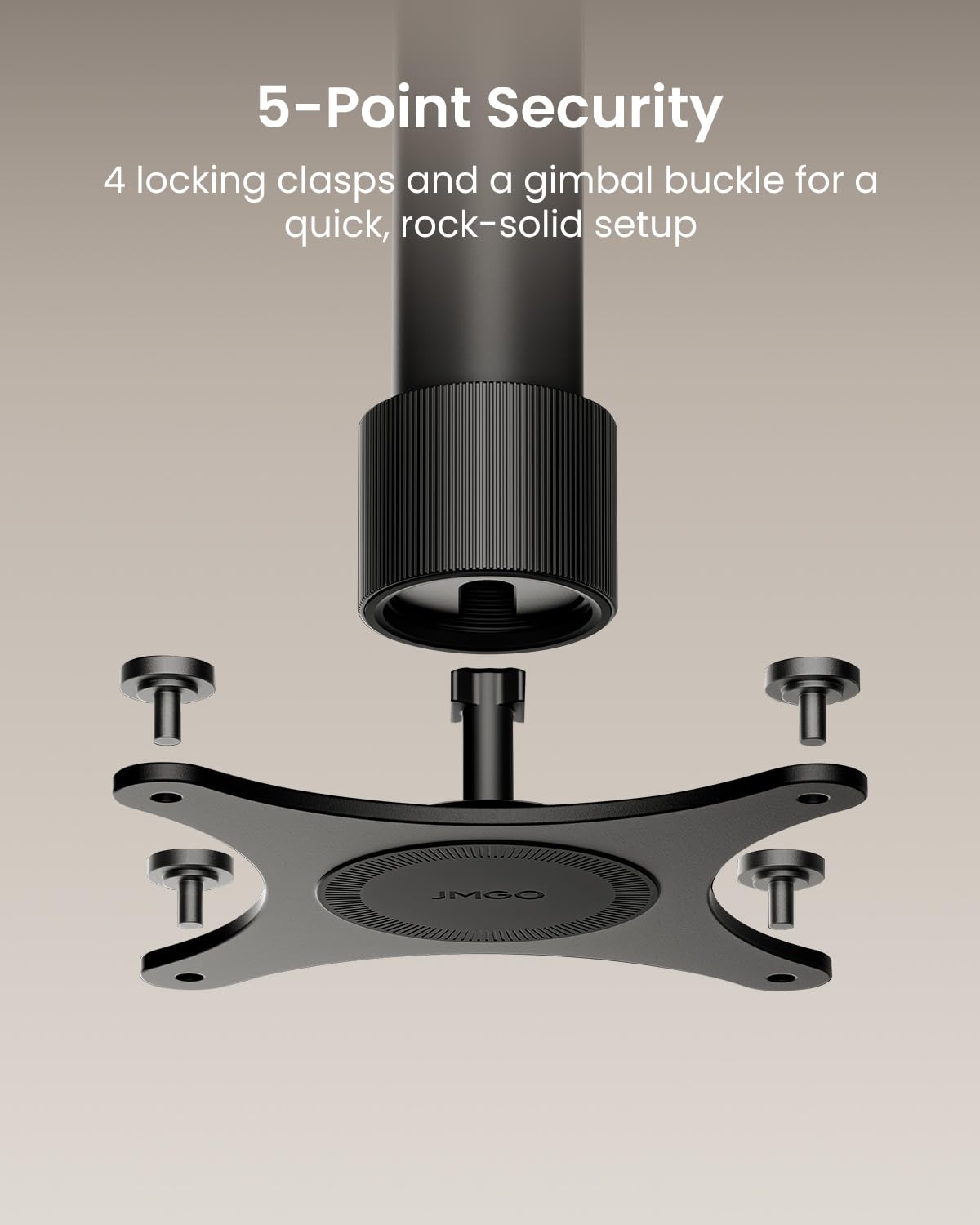 JmGO N3 Ultimate Deckenhalterung, Original X-Gimbal Projektor Halterung mit 360° Rotation, Verdeckter Kabelführung, Luftfahrt-Aluminium Konstruktion, Sichere Deckenmontage, Exklusiv für N3 Ultimate