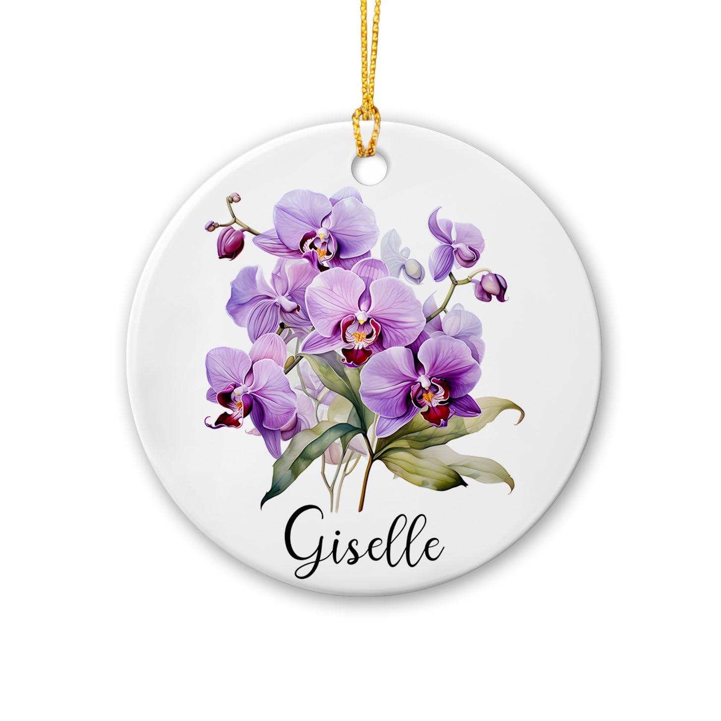 Orchids Flower Ceramic Christmas Ornament 2024, Personalized Name Orchids Floral First Xmas Ornament, Orchids Flower Lover Ornament, Custom Orchids Xmas Keepsake Gifts for Friends Coworker
