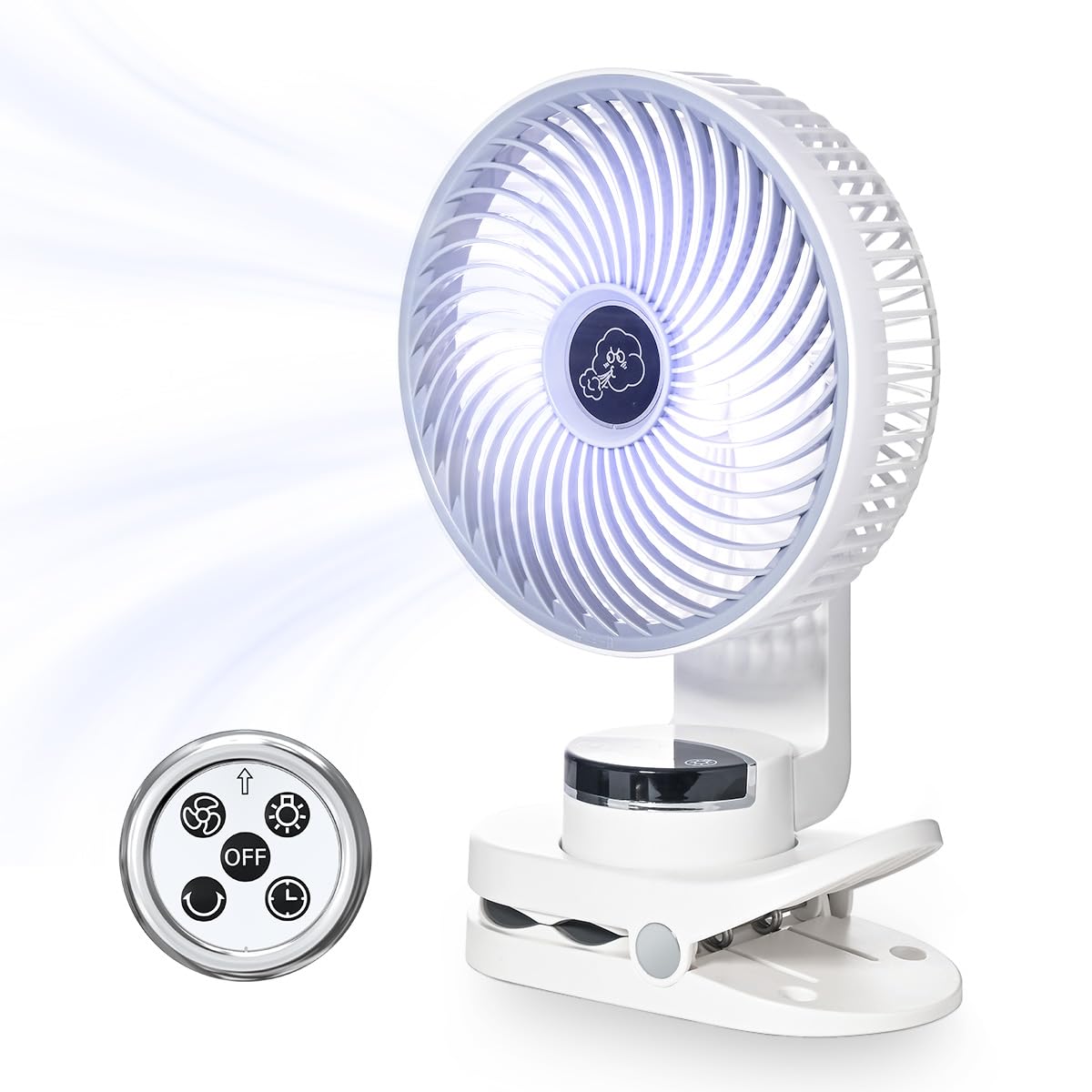 10000mAh Mini USB Clip Ventilator mit akku,3 in 1 Clip Fan Tischventilator mit Led Anzeige, 360°Drehung, tischventilator sehr leise für Schlafzimme Büro Ausflüge Auto Camping Zuhause