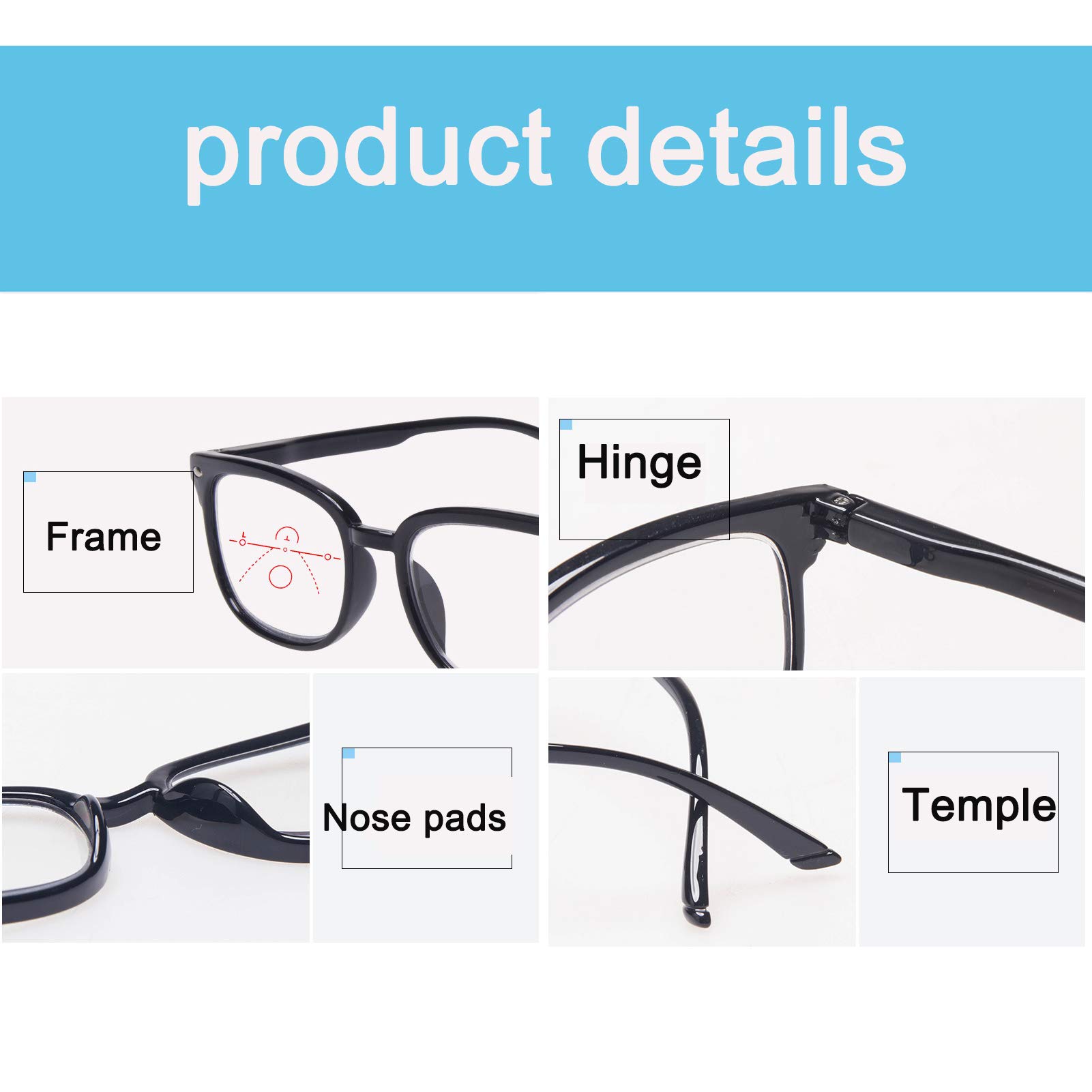Gafas De Lectura Progresivas De Enfoque Múltiple,Gafas De Lectura De Alta Definición De Luz Anti-azul Clara Para Hombres Y Mujeres,Gafas De Juego Para La Fatiga Ocular,Gafas De Computadora Antideslu