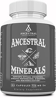 Ancestral Supplements Minerals & Electrolytes with Magnesium, Potassium, Sodium, Supports Optimal Hydration, Immune Health, Athletic Performance, Digestion, and Remineralization, 180 Capsules