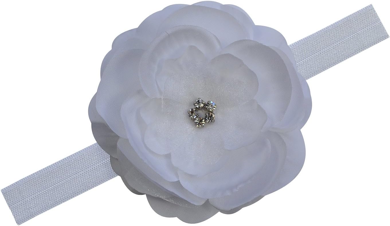 Funny Girl Designs Baby Girls Emma Silk Flower Elastic Headband Available in Baby and Toddler Sizes