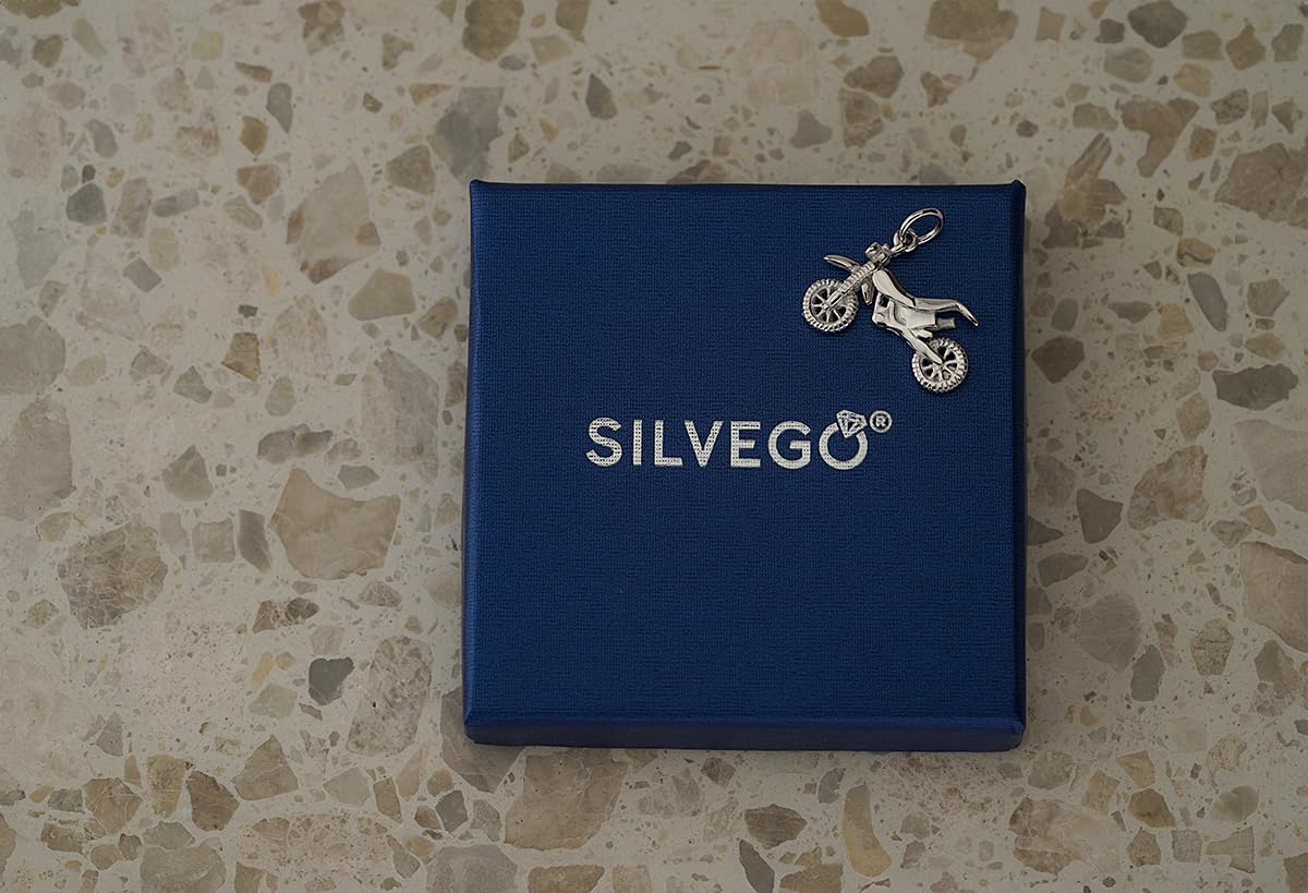 SILVEGO - Pendentif Homme - Argent 925/1000 - Moto Cross