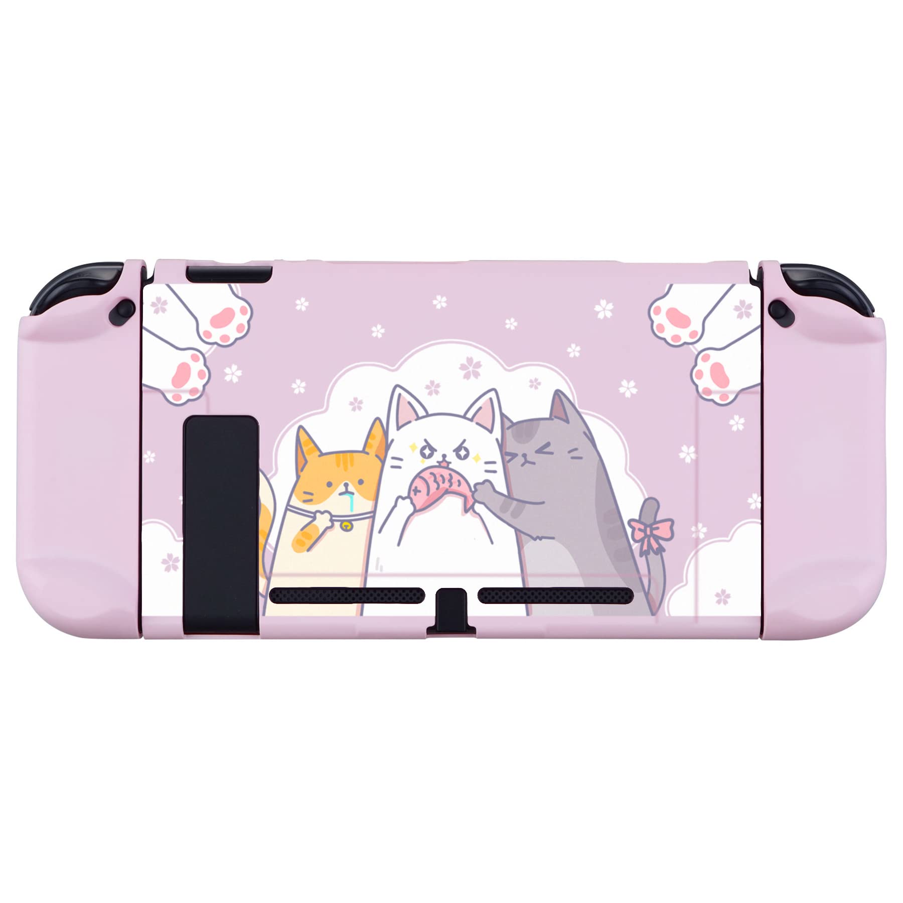 PlayVital Custodia Cover per Nintendo Switch, Copertura Protettiva Rigida Separabile Shell Protezione Compatibile con Nintendo Switch, Gattini Affamati