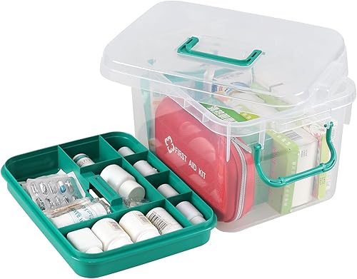 Miniatura 2 de Oymlclivisa Caja de primeros auxilios de plástico, contenedor de almacenamiento médico transparente