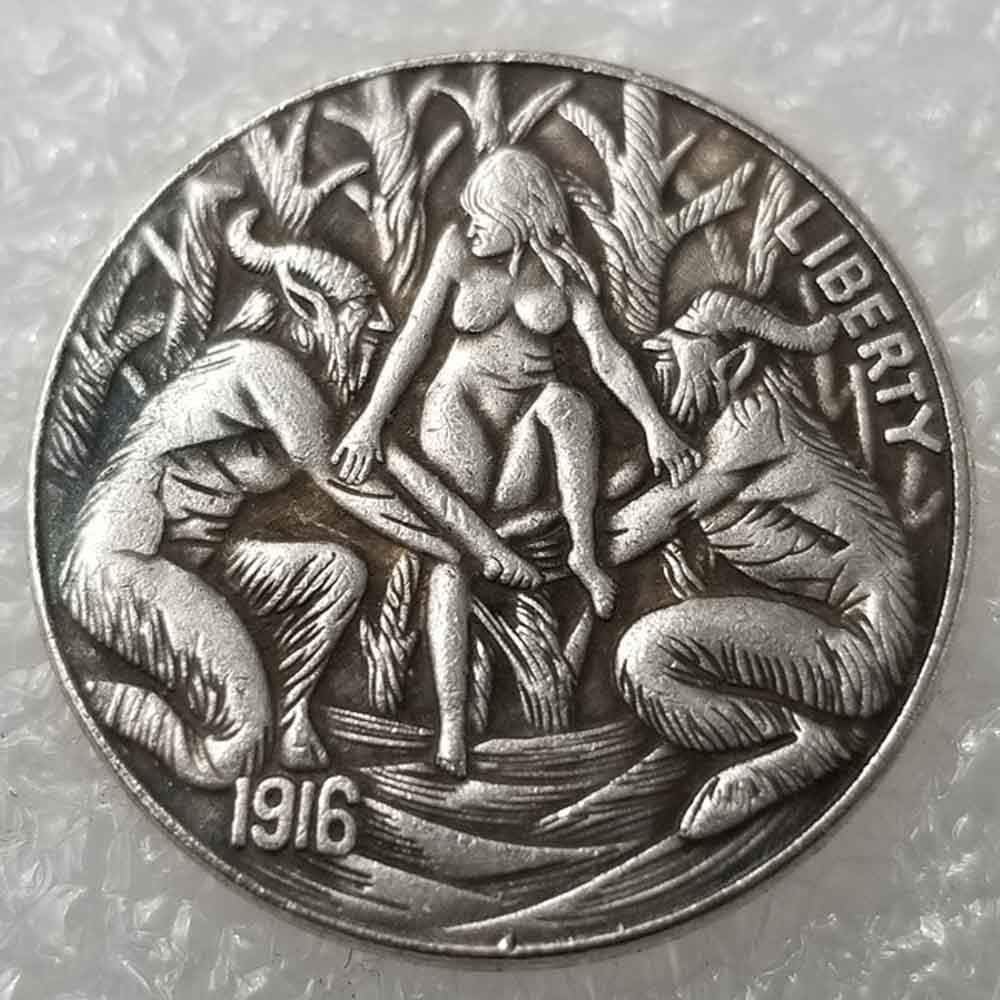1916 Morgan Coins - Five-Cents Hobo Nickel Coin -Uncirculated Old Coin-USA Old Morgan Commemorative Gift Coin-It‘’s Handmade Crafts Love it