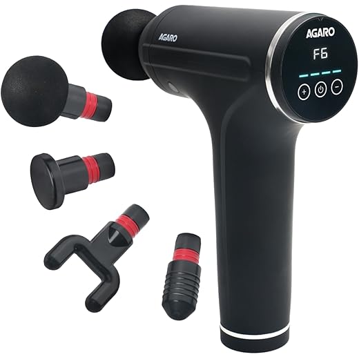 AGARO Galaxy Gun Massager 4 Heads Black