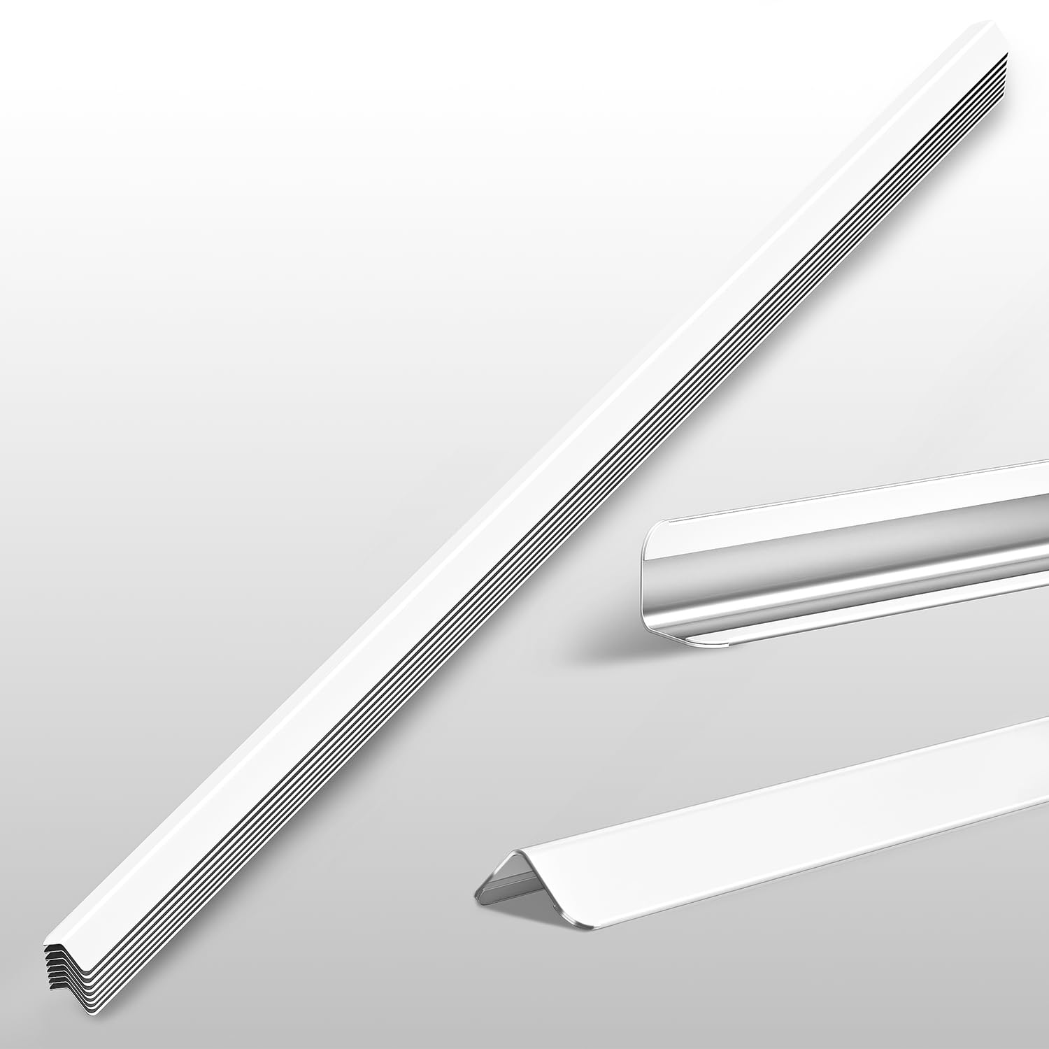 10pcs Wall Corner Guards 1x1x48 Inches 304 Stainless Steel Heavy Duty Rounded Corner Protector, Smooth Folded Edge Design for Wall Protection White