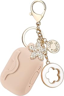 Secure Lock Case for Airpods Pro 2 Case with Cute Bling Keychain, Silicone Protective Case Cover for Airpods Pro 2nd Generation Case Women Girls for Apple Air pod Pro 2 (2022) - Milk Tea