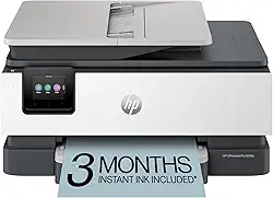HP OfficeJet Pro 8135e Impressora a jato de tinta colorida sem fio, impressão, digitalização, cópia, fax, ADF, impressão duplex, melhor para escritório doméstico, 3 meses de tinta incluídos (40Q35A)