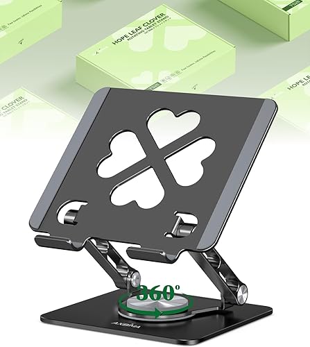 Soporte para tablet para iPad, soporte de escritorio de aluminio giratorio de 360, soporte de escritorio ajustable y plegable compatible con iPad